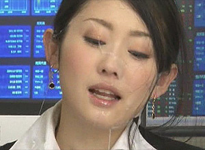 Japanese news woman bukkake on